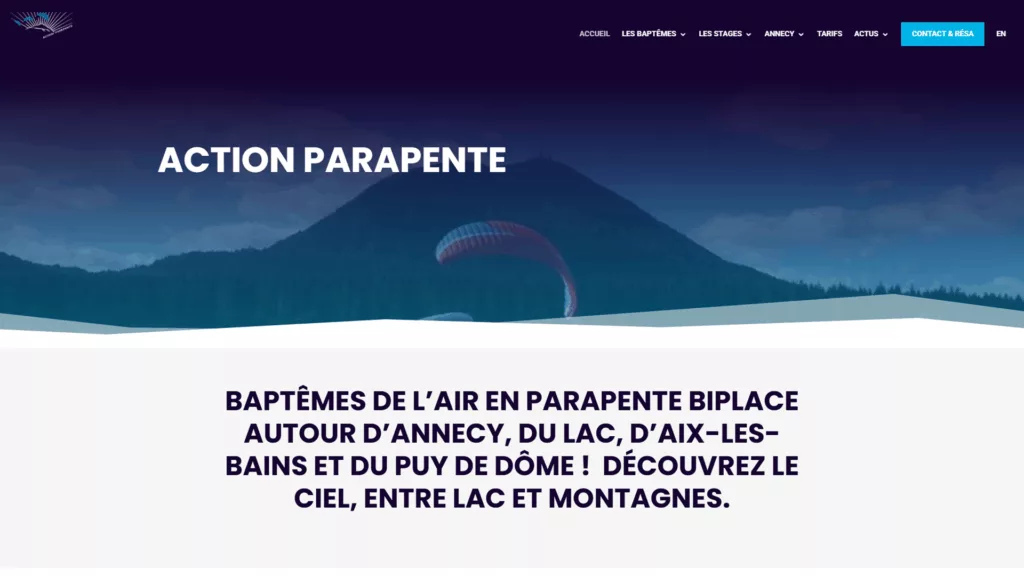 Site vitrine Action-Parapente