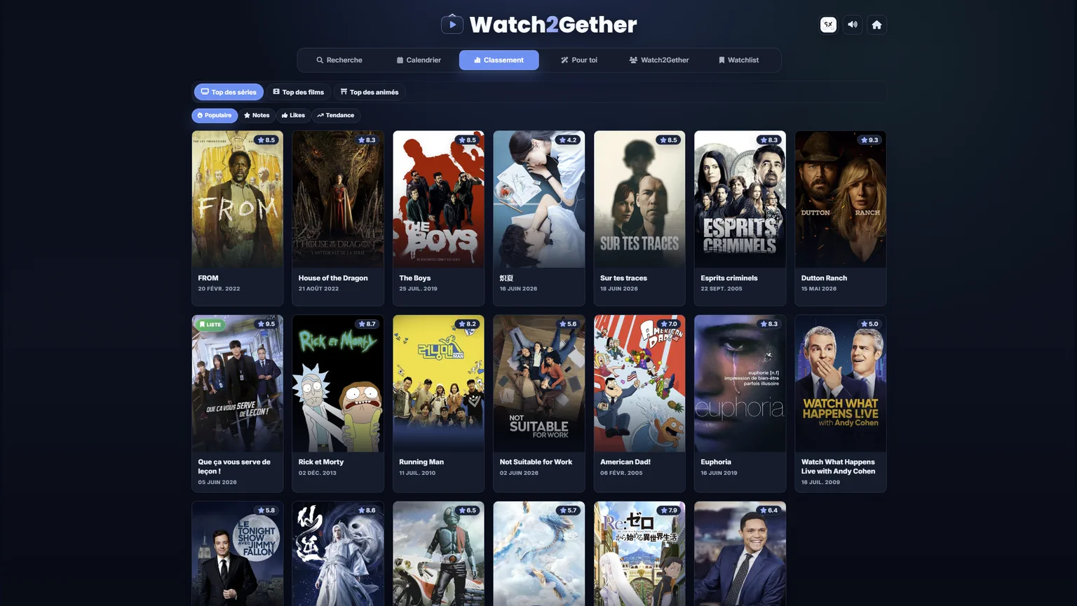 Site interne Watch2Gether